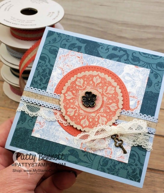 5 Square Card Ideas with Woven Thread paper Patty Stamps