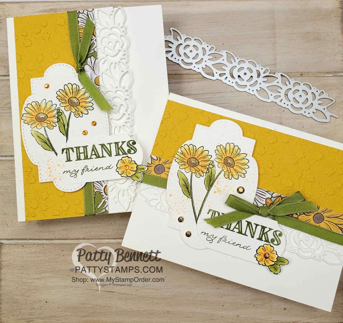 2 Card Ideas with Ornate Borders Dies Patty Stamps